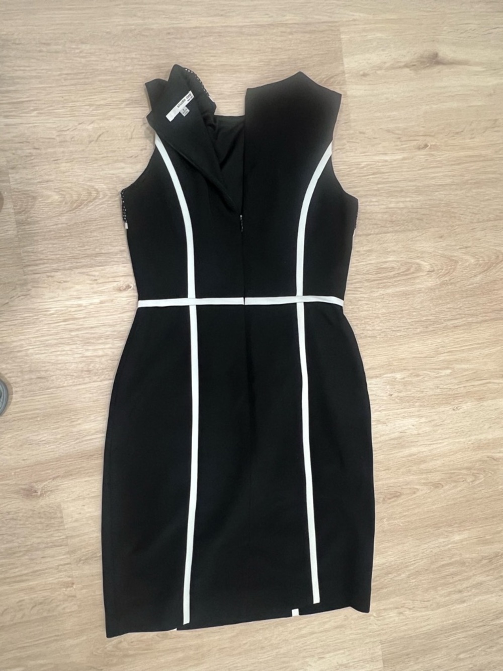 Studio One Black Midi Sheath Dress with White Trim - Picture 3 of 4